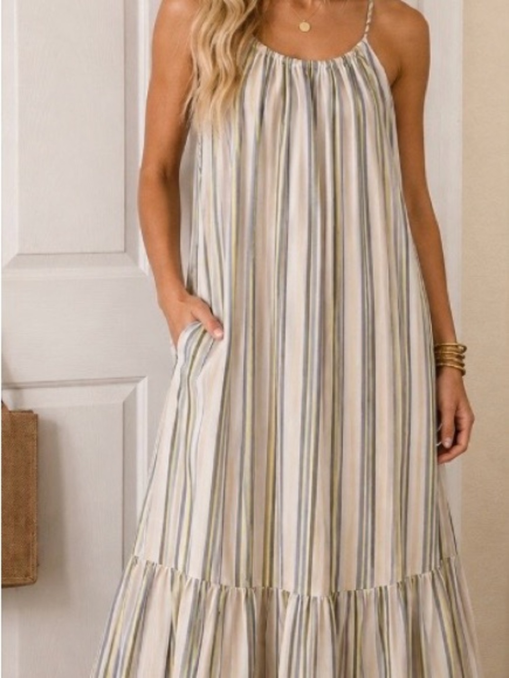 NWT tiered ruffle Maxi dress empire waist feminine flowy bohemian casual classic